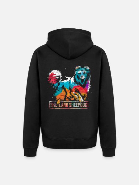 Shetland Shepherd Gift - Unisex Premium Organic Zip Hoodie - black