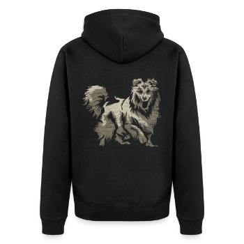 Shetland Chien de berger Cadeau - Veste à capuche bio Premium Unisexe - noir - Dos - Nico (187cm)