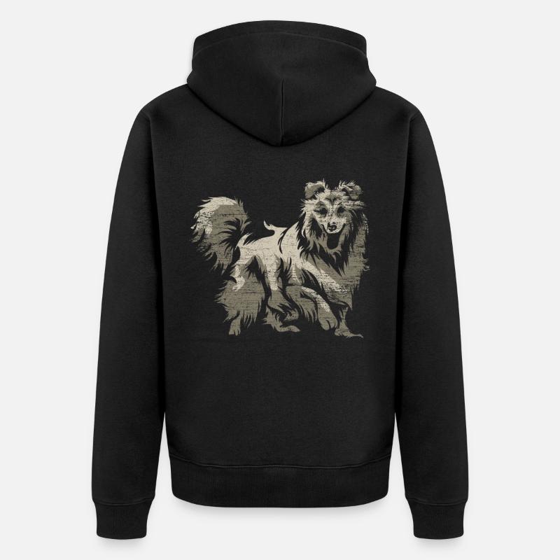 Shetland Schäferhund Geschenk - Unisex Premium Bio Zip Hoodie - Schwarz