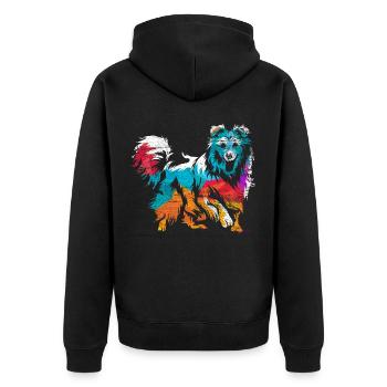 Shetland Chien de berger Cadeau - Veste à capuche bio Premium Unisexe - noir - Dos - Nico (187cm)