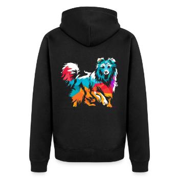 Shetland Chien de berger Cadeau - Veste à capuche bio Premium Unisexe - noir - Dos - Nico (187cm)