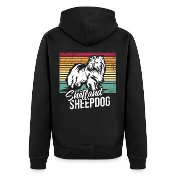 Shetland Chien de berger Cadeau - Veste à capuche bio Premium Unisexe - noir - Dos - Nico (187cm)