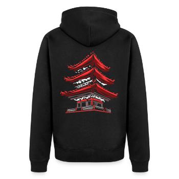 Tokio Japan - Unisex Premium Bio Zip Hoodie - Schwarz - Hinten - Nico (187cm)