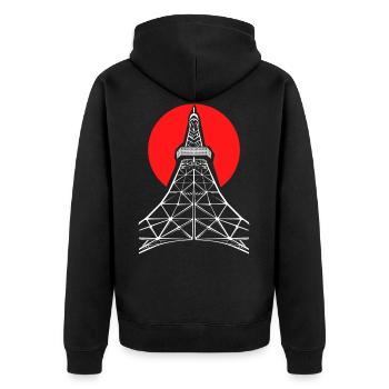 Tokio Japan - Unisex Premium Bio Zip Hoodie - Schwarz - Hinten - Nico (187cm)
