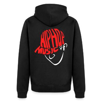 hip hop - Unisex Premium Organic Zip Hoodie - black - Back - Nico (187cm)