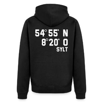 Sylt Nordsee Insel Geschenk - Unisex Premium Bio Zip Hoodie - Schwarz - Hinten - Nico (187cm)