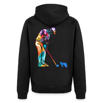 Minigolf - Unisex Premium Bio Zip Hoodie - Schwarz - Hinten - Nico (187cm)