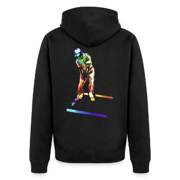 Minigolf - Unisex Premium Bio Zip Hoodie - Schwarz - Hinten - Nico (187cm)