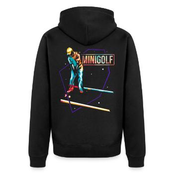 Minigolf - Unisex Premium Bio Zip Hoodie - Schwarz - Hinten - Nico (187cm)