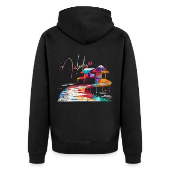 Malediven Geschenk - Unisex Premium Bio Zip Hoodie - Schwarz - Hinten - Nico (187cm)