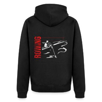 rowing - Unisex Premium Organic Zip Hoodie - black - Back - Nico (187cm)
