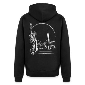 Gift from New York City Statue of Liberty - Unisex Premium Organic Zip Hoodie - black - Back - Nico (187cm)