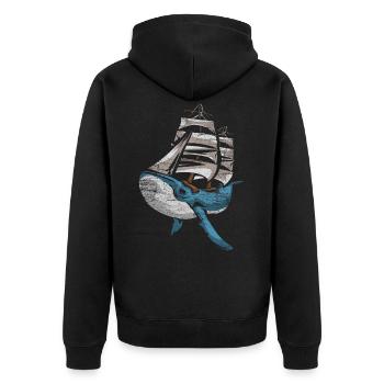 Wal Schiff Schifffahrt Segelschiff - Unisex Premium Bio Zip Hoodie - Schwarz - Hinten - Nico (187cm)