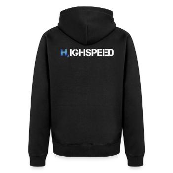 High-speed hydrogen - Unisex Premium Organic Zip Hoodie - black - Back - Nico (187cm)