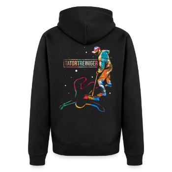 Tatortreiniger Geschenk - Unisex Premium Bio Zip Hoodie - Schwarz - Hinten - Nico (187cm)