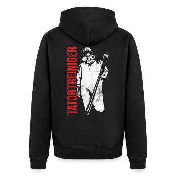 Tatortreiniger Geschenk - Unisex Premium Bio Zip Hoodie - Schwarz - Hinten - Nico (187cm)