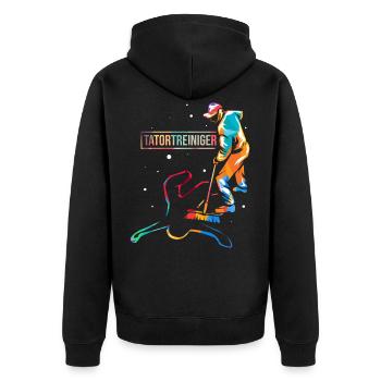 Tatortreiniger - Unisex Premium Bio Zip Hoodie - Schwarz - Hinten - Nico (187cm)