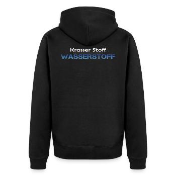 Wasserstoff - Krasser Stoff - Unisex Premium Bio Zip Hoodie - Schwarz - Hinten - Nico (187cm)