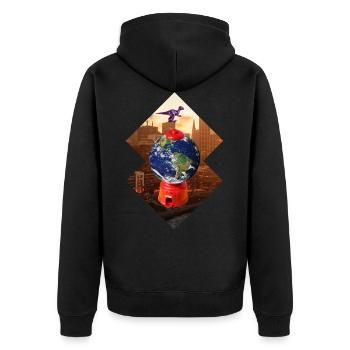 Collage art surreal dinosaur gift design - Unisex Premium Organic Zip Hoodie - black - Back - Nico (187cm)
