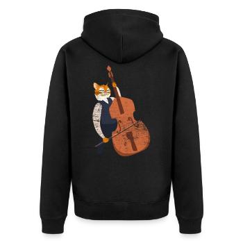 Double bass cat gift - Unisex Premium Organic Zip Hoodie - black - Back - Nico (187cm)