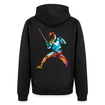 fencing - Unisex Premium Organic Zip Hoodie - black - Back - Nico (187cm)