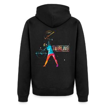 Baton Twirling Geschenk - Unisex Premium Bio Zip Hoodie - Schwarz - Hinten - Nico (187cm)