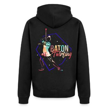 Baton Twirling - Unisex Premium Bio Zip Hoodie - Schwarz - Hinten - Nico (187cm)
