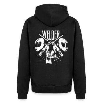 welder - Unisex Premium Organic Zip Hoodie - black - Back - Nico (187cm)