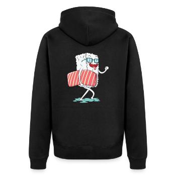 Riz à sushi au saumon nigiri - Veste à capuche bio Premium Unisexe - noir - Dos - Nico (187cm)