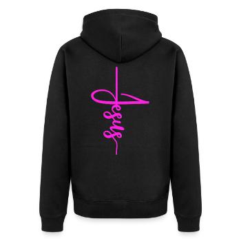 Jesus - Unisex Premium Bio Zip Hoodie - Schwarz - Hinten - Nico (187cm)