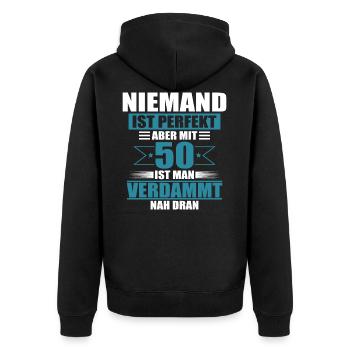 50th birthday 50 years gift - Unisex Premium Organic Zip Hoodie - black - Back - Nico (187cm)