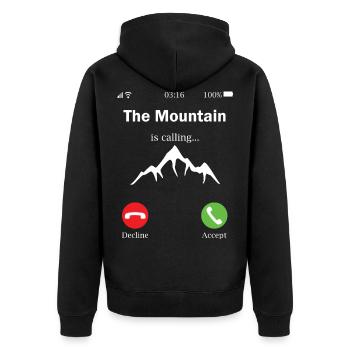 Hiking funny sayings mountain calls mountains phone - Unisex Premium Organic Zip Hoodie - black - Back - Nico (187cm)