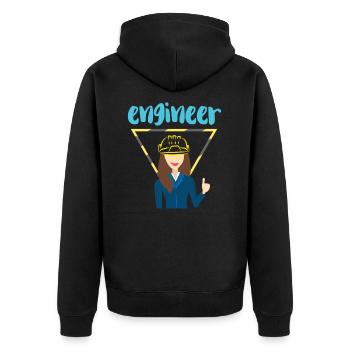Engineer engineer woman - Unisex Premium Organic Zip Hoodie - black - Back - Nico (187cm)
