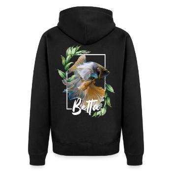 Betta Fish Tropical Plant Design Betta Life - Unisex Premium Organic Zip Hoodie - black - Back - Nico (187cm)