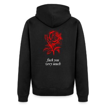 Fuck You Very Much - Unisex Premium Bio Zip Hoodie - Schwarz - Hinten - Nico (187cm)