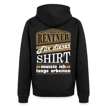Rentner Pensionist, Lustiger Spruch - Unisex Premium Bio Zip Hoodie - Schwarz - Hinten - Nico (187cm)