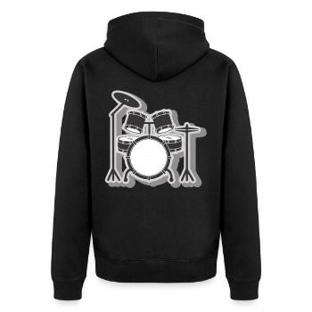 Schlagzeuger Schlagzeug - Unisex Premium Bio Zip Hoodie - Schwarz - Hinten - Nico (187cm)