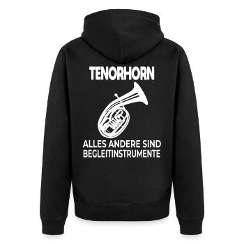 Tenorhorn Blechblasinstrument Musikinstrument - Unisex Premium Bio Zip Hoodie - Schwarz - Hinten - Nico (187cm)