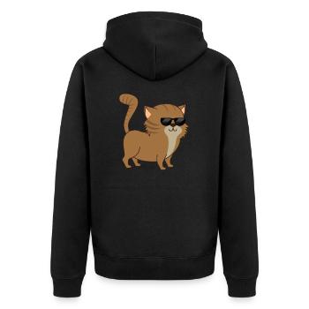 Cool Cat cool cat Cute cat with sunglasses - Unisex Premium Organic Zip Hoodie - black - Back - Nico (187cm)
