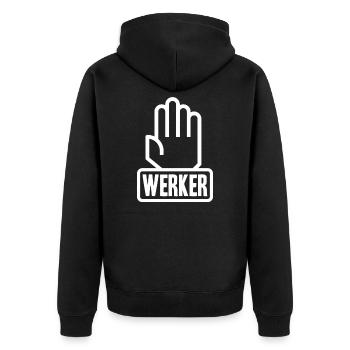 Handwerker Handwerk - Unisex Premium Bio Zip Hoodie - Schwarz - Hinten - Nico (187cm)