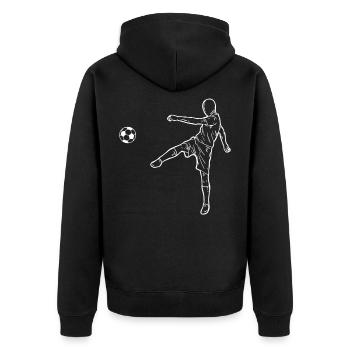 Fußball Soccer - Unisex Premium Bio Zip Hoodie - Schwarz - Hinten - Nico (187cm)