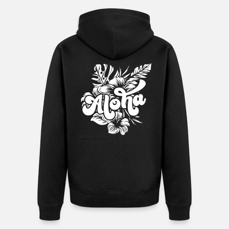 Aloha Hibiscus Hawaii - Veste à capuche bio Premium Unisexe - noir