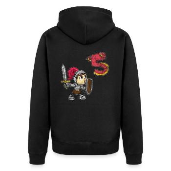 Ritter 5. Geburtstag - Unisex Premium Bio Zip Hoodie - Schwarz - Hinten - Nico (187cm)