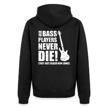Bass Player Gift OLD BASS PLAYERS NEVER DIE THEY - Veste à capuche bio Premium Unisexe - noir - Dos - Nico (187cm)