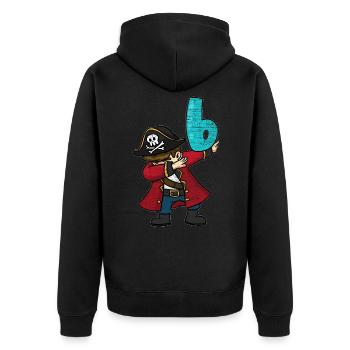 Captain Pirate Dab's 6th birthday - Unisex Premium Organic Zip Hoodie - black - Back - Nico (187cm)