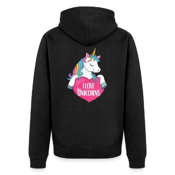 J'adore les licornes Licorne - Veste à capuche bio Premium Unisexe - noir - Dos - Nico (187cm)