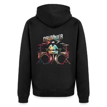 Batterie de batteur - Veste à capuche bio Premium Unisexe - noir - Dos - Nico (187cm)