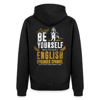 Cadeau anglais Springer Spaniel - Veste à capuche bio Premium Unisexe - noir - Dos - Nico (187cm)
