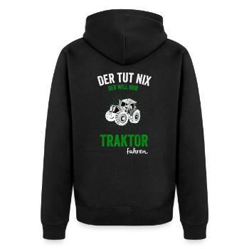 Traktor Shirt Traktor Landwirt Bauer Geschenk - Unisex Premium Bio Zip Hoodie - Schwarz - Hinten - Nico (187cm)