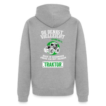 Traktor Fahren Traktor Shirt Kinder Junge Geschenk - Unisex Premium Bio Zip Hoodie - Grau meliert - Hinten - Nico (187cm)